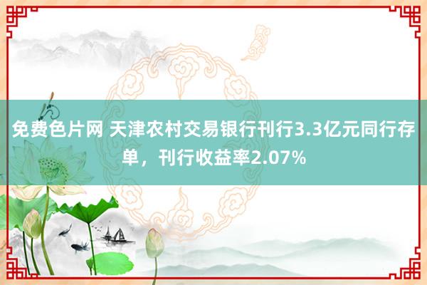 免费色片网 天津农村交易银行刊行3.3亿元同行存单，刊行收益率2.07%