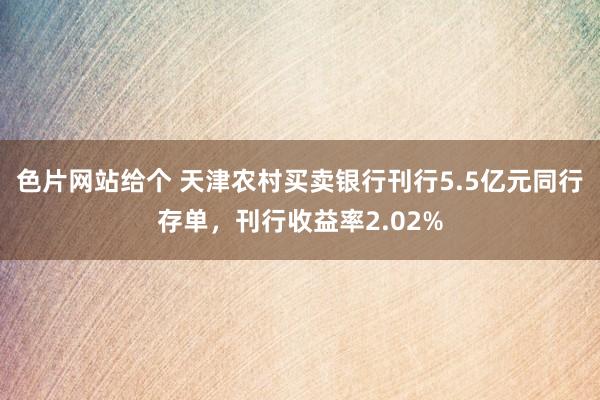 色片网站给个 天津农村买卖银行刊行5.5亿元同行存单，刊行收益率2.02%