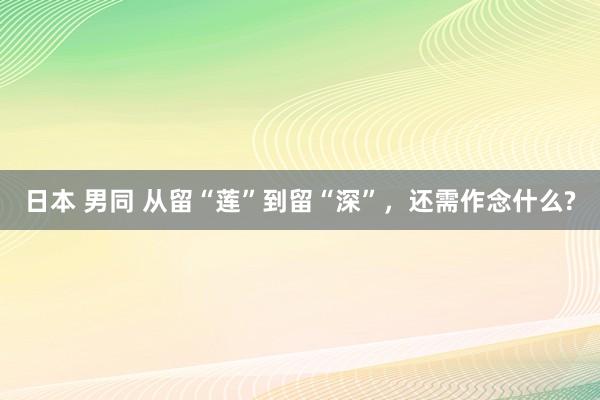 日本 男同 从留“莲”到留“深”，还需作念什么?