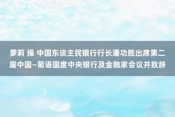 萝莉 操 中国东谈主民银行行长潘功胜出席第二届中国—葡语国度中央银行及金融家会议并致辞