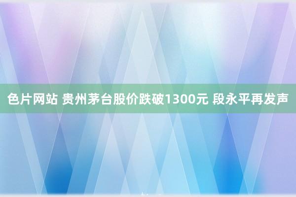 色片网站 贵州茅台股价跌破1300元 段永平再发声