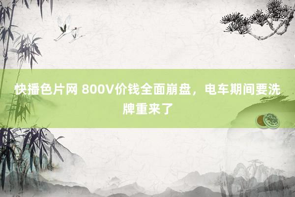 快播色片网 800V价钱全面崩盘，电车期间要洗牌重来了