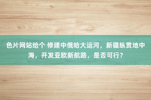 色片网站给个 修建中俄哈大运河，新疆纵贯地中海，开发亚欧新航路，是否可行？