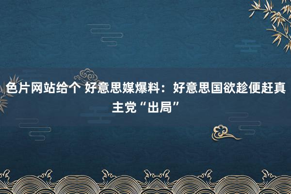 色片网站给个 好意思媒爆料：好意思国欲趁便赶真主党“出局”