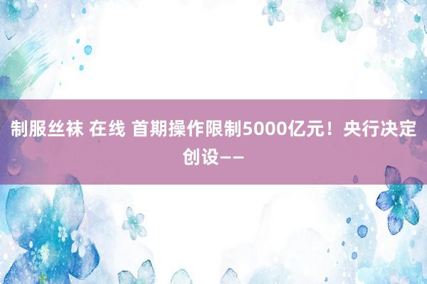 制服丝袜 在线 首期操作限制5000亿元！央行决定创设——