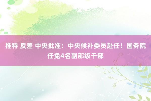 推特 反差 中央批准：中央候补委员赴任！国务院任免4名副部级干部