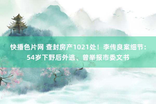 快播色片网 查封房产1021处！李传良案细节：54岁下野后外逃、曾举报市委文书