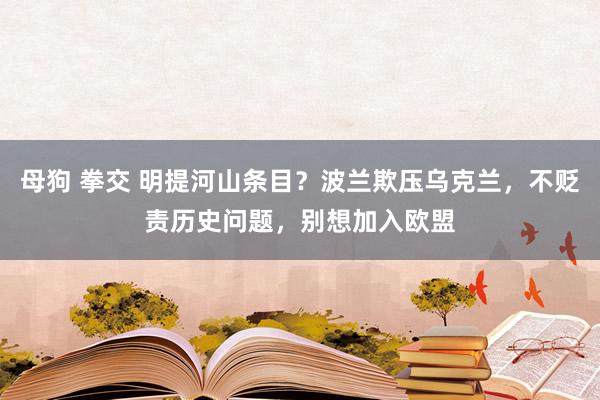 母狗 拳交 明提河山条目？波兰欺压乌克兰，不贬责历史问题，别想加入欧盟