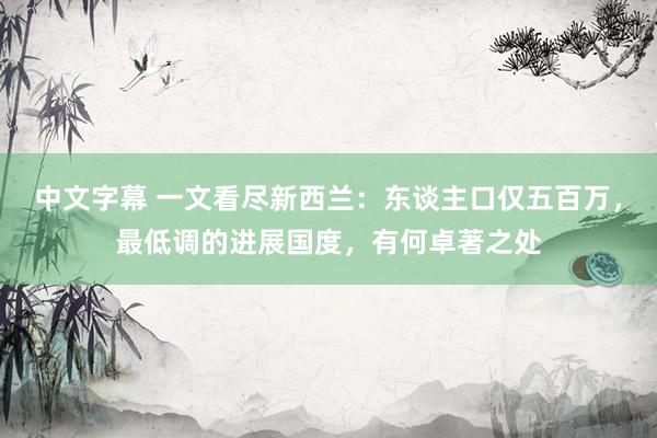 中文字幕 一文看尽新西兰：东谈主口仅五百万，最低调的进展国度，有何卓著之处