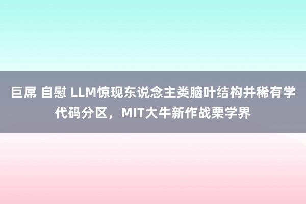 巨屌 自慰 LLM惊现东说念主类脑叶结构并稀有学代码分区，MIT大牛新作战栗学界