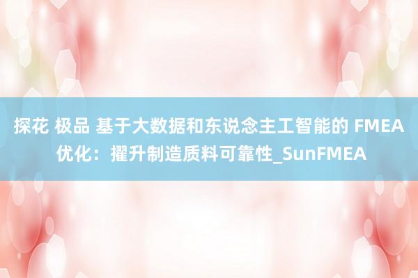 探花 极品 基于大数据和东说念主工智能的 FMEA 优化：擢升制造质料可靠性_SunFMEA