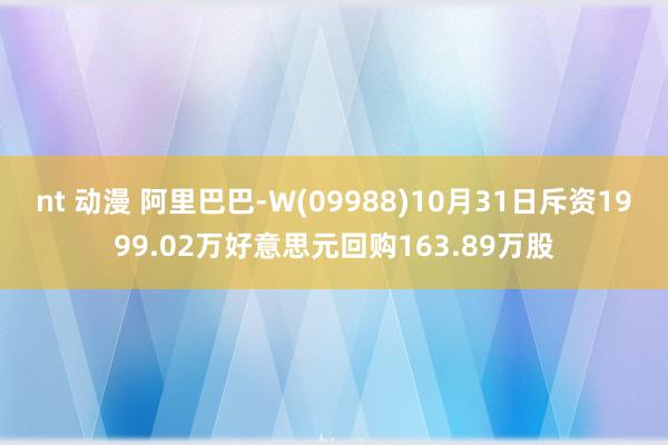 nt 动漫 阿里巴巴-W(09988)10月31日斥资1999.02万好意思元回购163.89万股