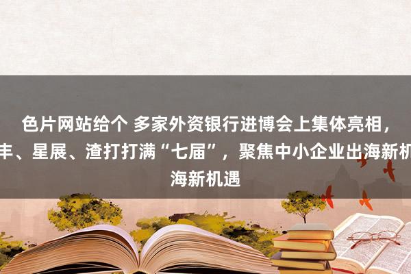 色片网站给个 多家外资银行进博会上集体亮相，汇丰、星展、渣打打满“七届”，聚焦中小企业出海新机遇