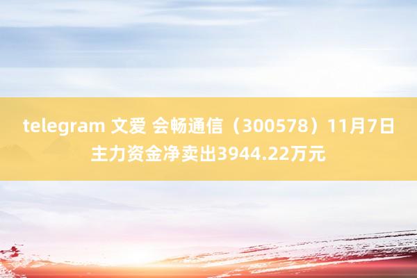 telegram 文爱 会畅通信（300578）11月7日主力资金净卖出3944.22万元