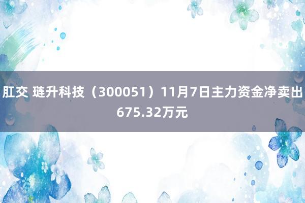 肛交 琏升科技（300051）11月7日主力资金净卖出675.32万元