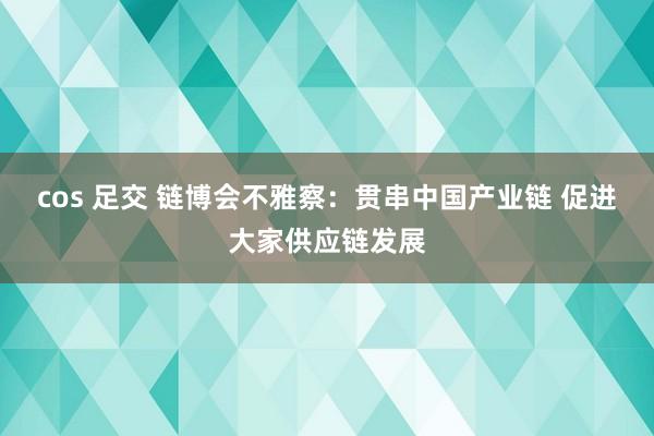 cos 足交 链博会不雅察：贯串中国产业链 促进大家供应链发展