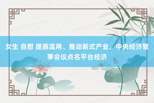 女生 自慰 提振滥用、推动新式产业，中央经济管事会议点名平台经济