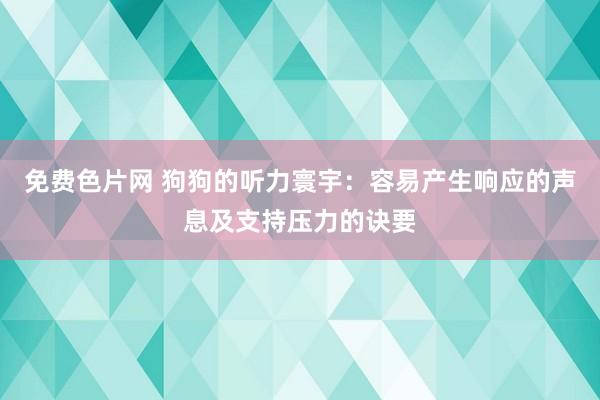 免费色片网 狗狗的听力寰宇：容易产生响应的声息及支持压力的诀要