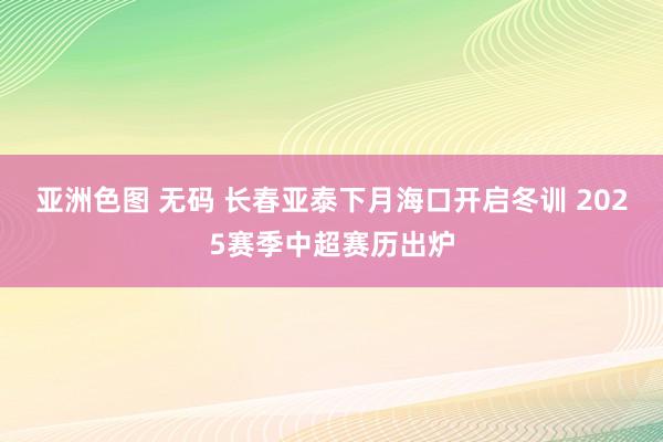 亚洲色图 无码 长春亚泰下月海口开启冬训 2025赛季中超赛历出炉