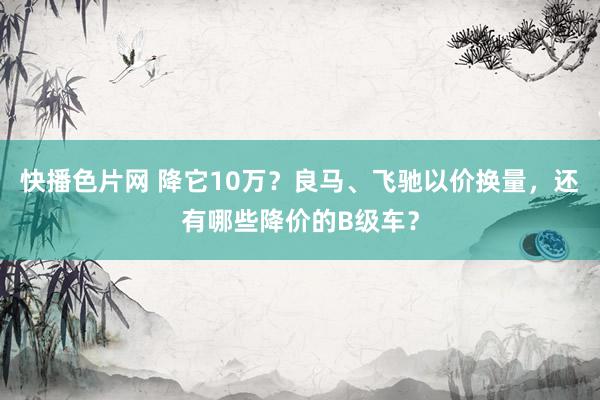 快播色片网 降它10万？良马、飞驰以价换量，还有哪些降价的B级车？