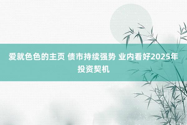 爱就色色的主页 债市持续强势 业内看好2025年投资契机