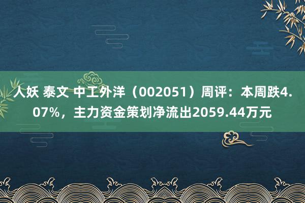 人妖 泰文 中工外洋（002051）周评：本周跌4.07%，主力资金策划净流出2059.44万元