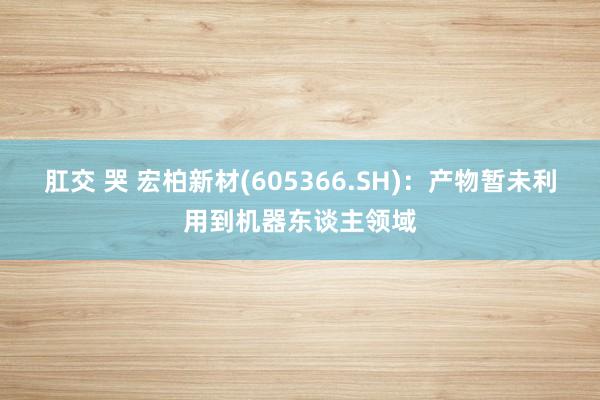 肛交 哭 宏柏新材(605366.SH)：产物暂未利用到机器东谈主领域